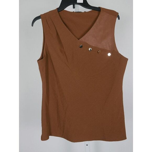 DKNY Women's Petites Mixed Media Casual Blouse PXL - Picture 2 of 8